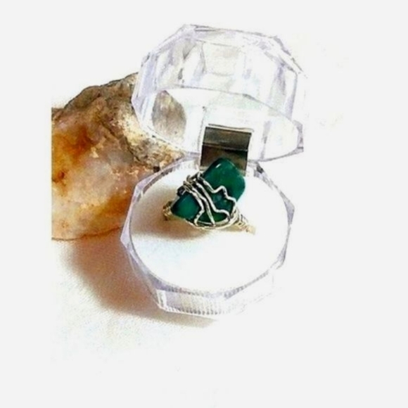 RAIN FOREST AGATE SILVER WIRE WRAPPED RING UNIQUE BOHO SIZE 7 - Picture 4 of 4